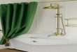 an image of User Curved shower curtain rod installation
